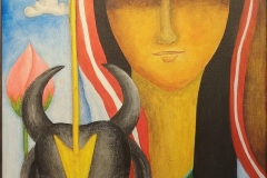 Titel - Durga in Social Aspects.Midum  Acrelyc.On Canvas. Size- 18"x24" .Price Rs. Rs. 10,000/-.